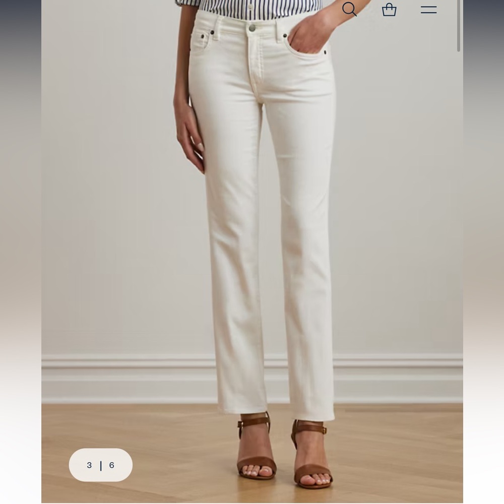 Ralph Lauren White Straight Leg Jeans Classic Style